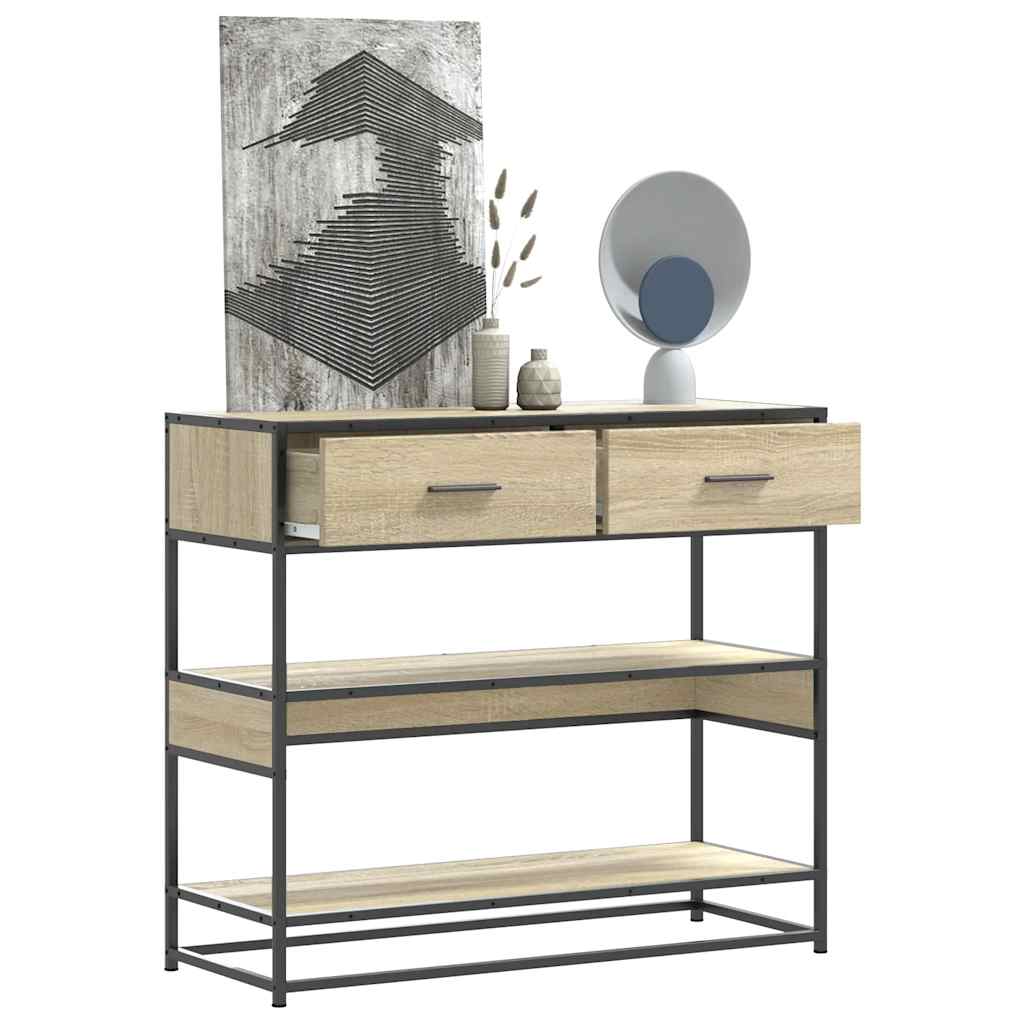 Table console chêne sonoma 90x35x80 cm bois d'ingénierie - XIOS