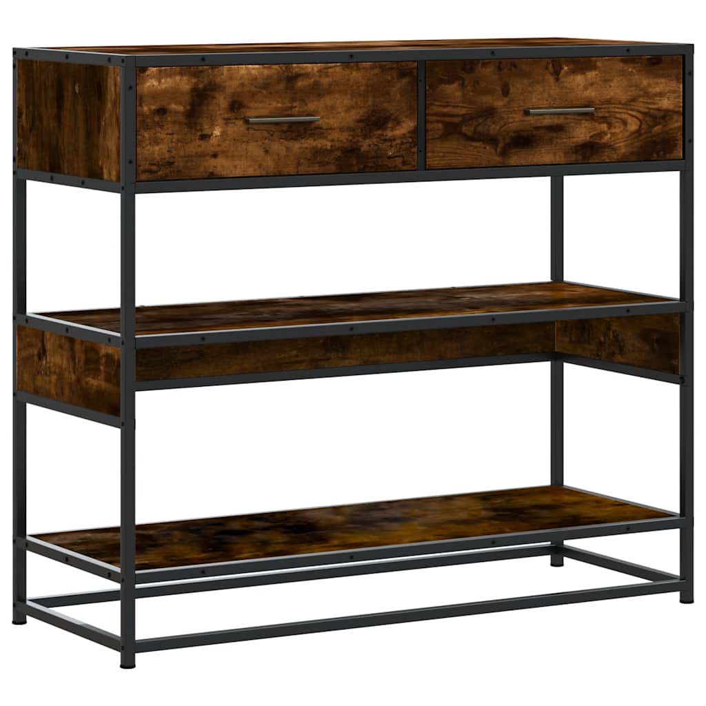 Table console chêne fumé 90x35x80 cm bois d'ingénierie - XIOS