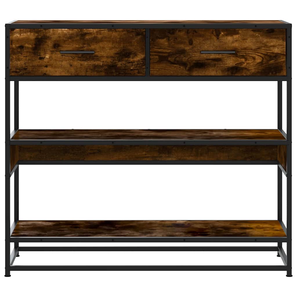 Table console chêne fumé 90x35x80 cm bois d'ingénierie - XIOS