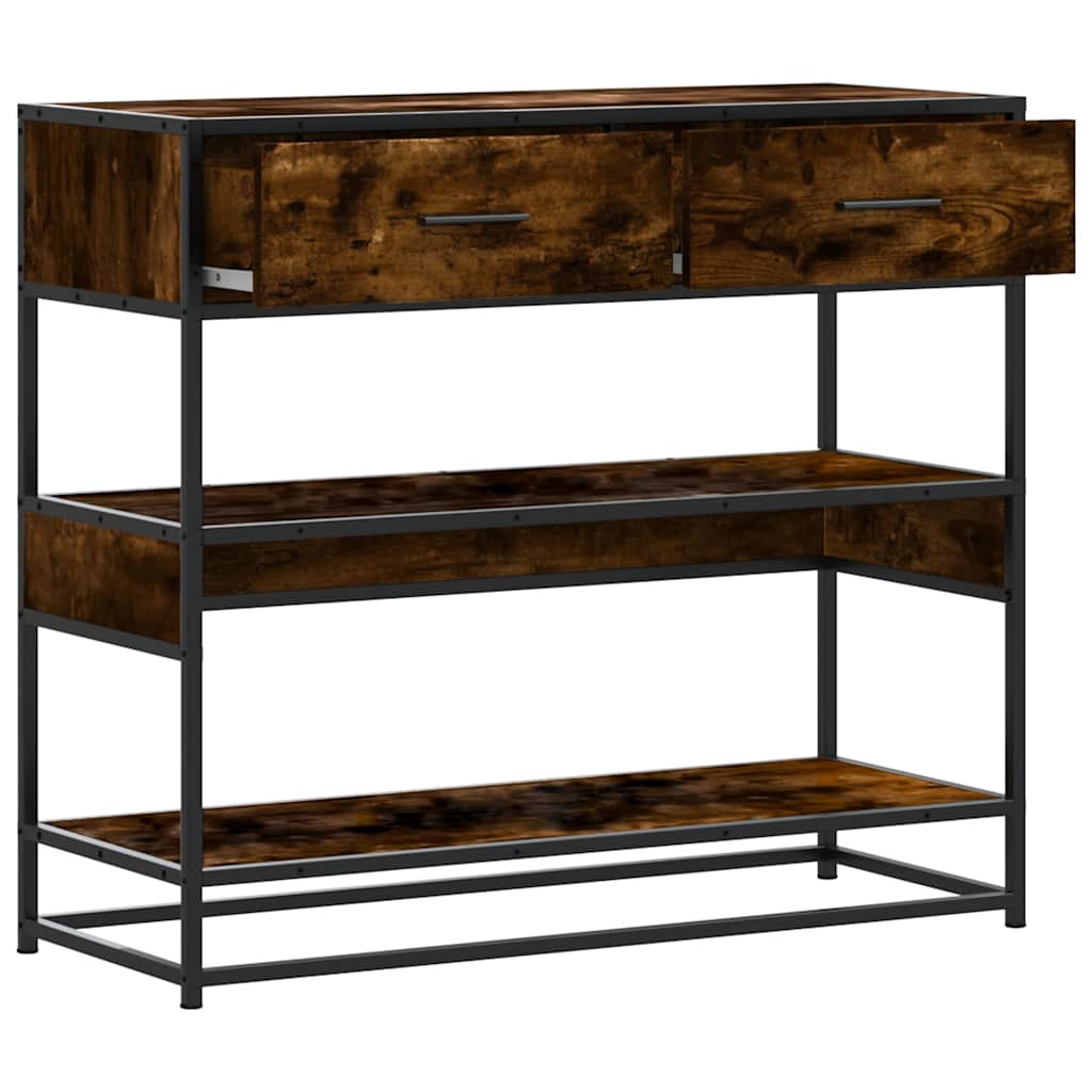 Table console chêne fumé 90x35x80 cm bois d'ingénierie - XIOS