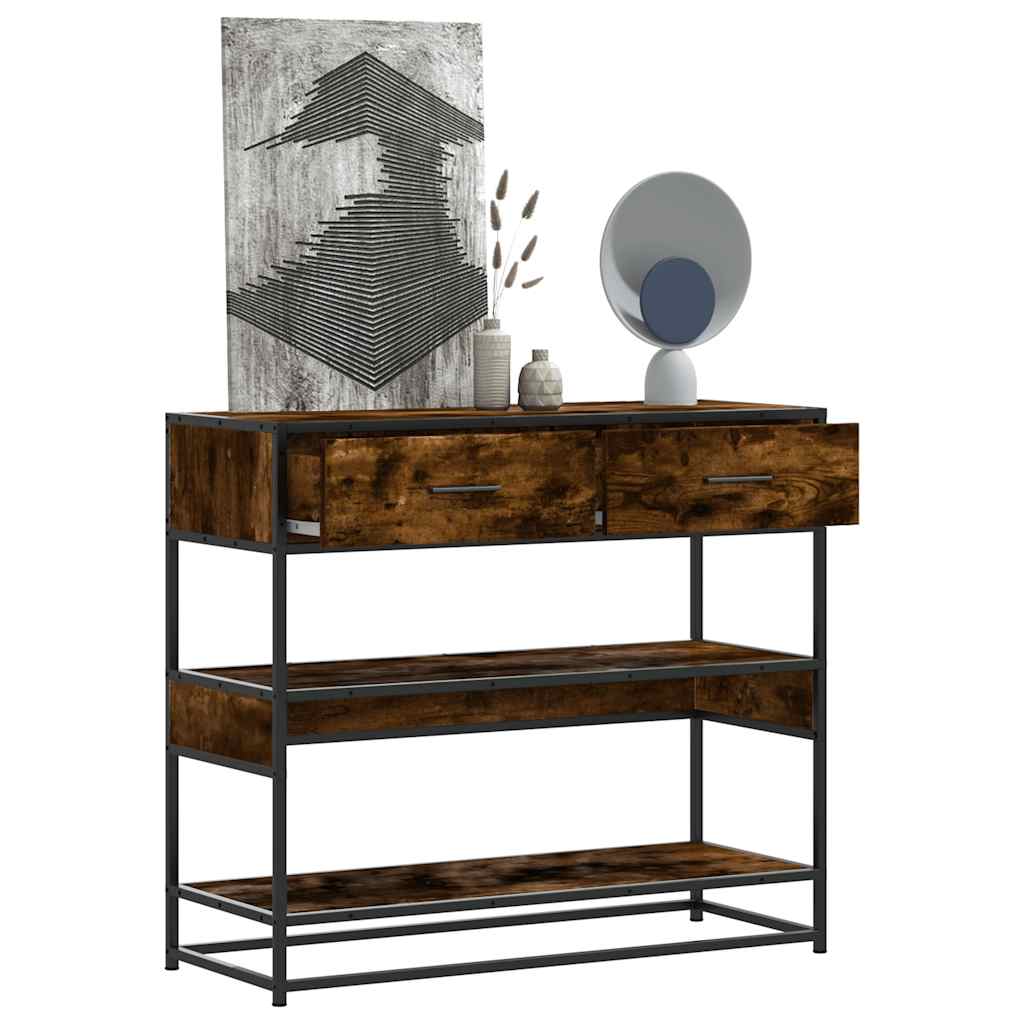 Table console chêne fumé 90x35x80 cm bois d'ingénierie - XIOS