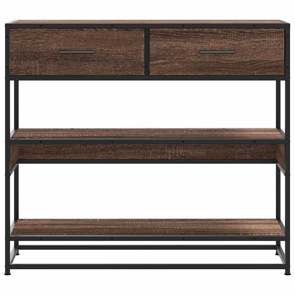 Table console chêne marron 90x35x80 cm bois d'ingénierie - XIOS