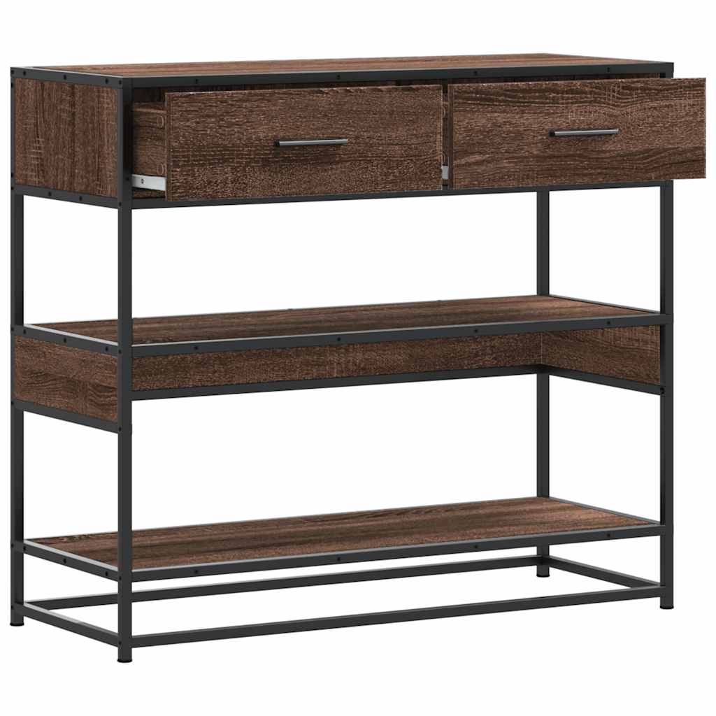 Table console chêne marron 90x35x80 cm bois d'ingénierie - XIOS