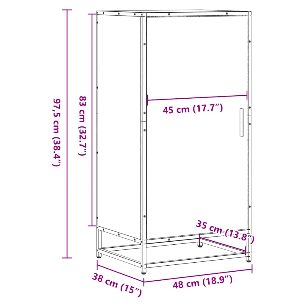 Étagère à chaussures chêne fumé 48x38x97,5 cm bois d'ingénierie - XIOS