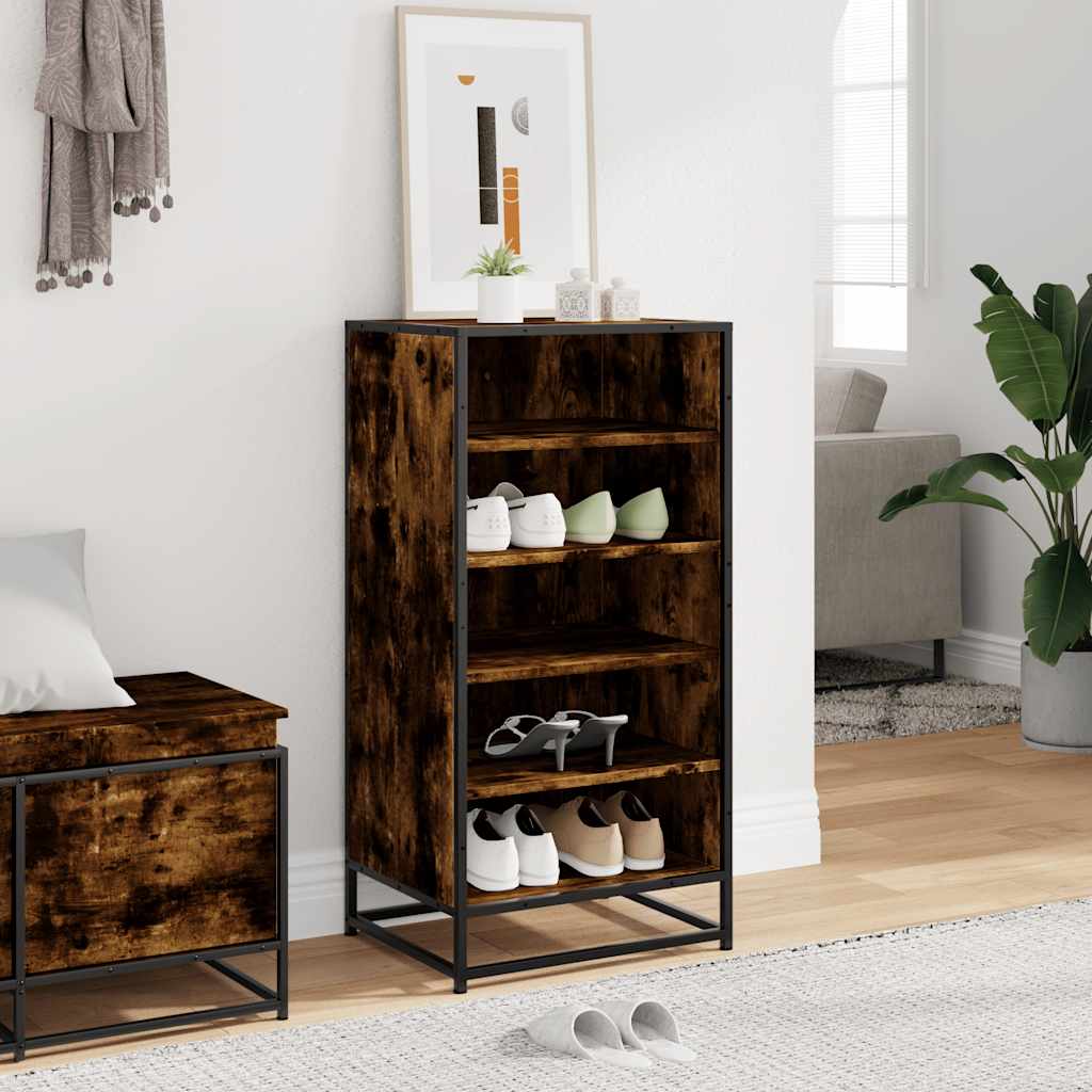 Étagère à chaussures chêne fumé 48x38x97,5 cm bois d'ingénierie - XIOS