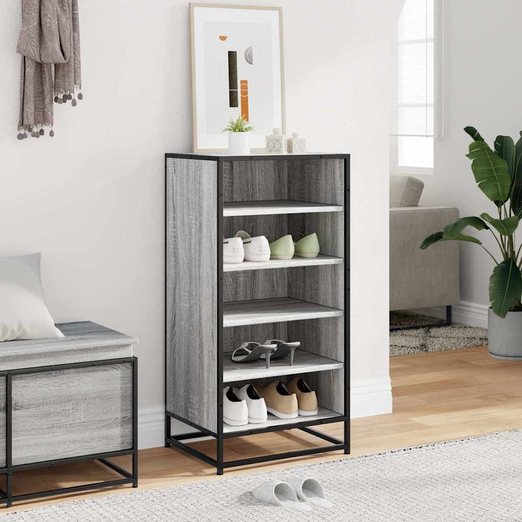 Étagère à chaussures sonoma gris 48x38x97,5cm bois d'ingénierie - XIOS
