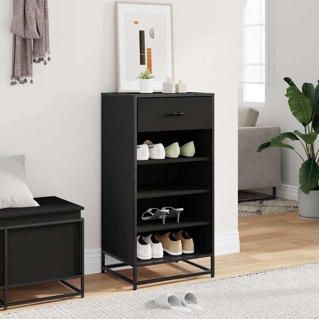 Étagère à chaussures noir 48x38x97,5 cm bois d'ingénierie - XIOS