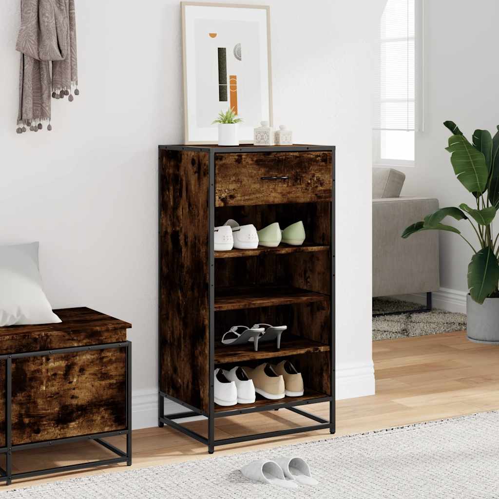 Étagère à chaussures chêne fumé 48x38x97,5 cm bois d'ingénierie - XIOS