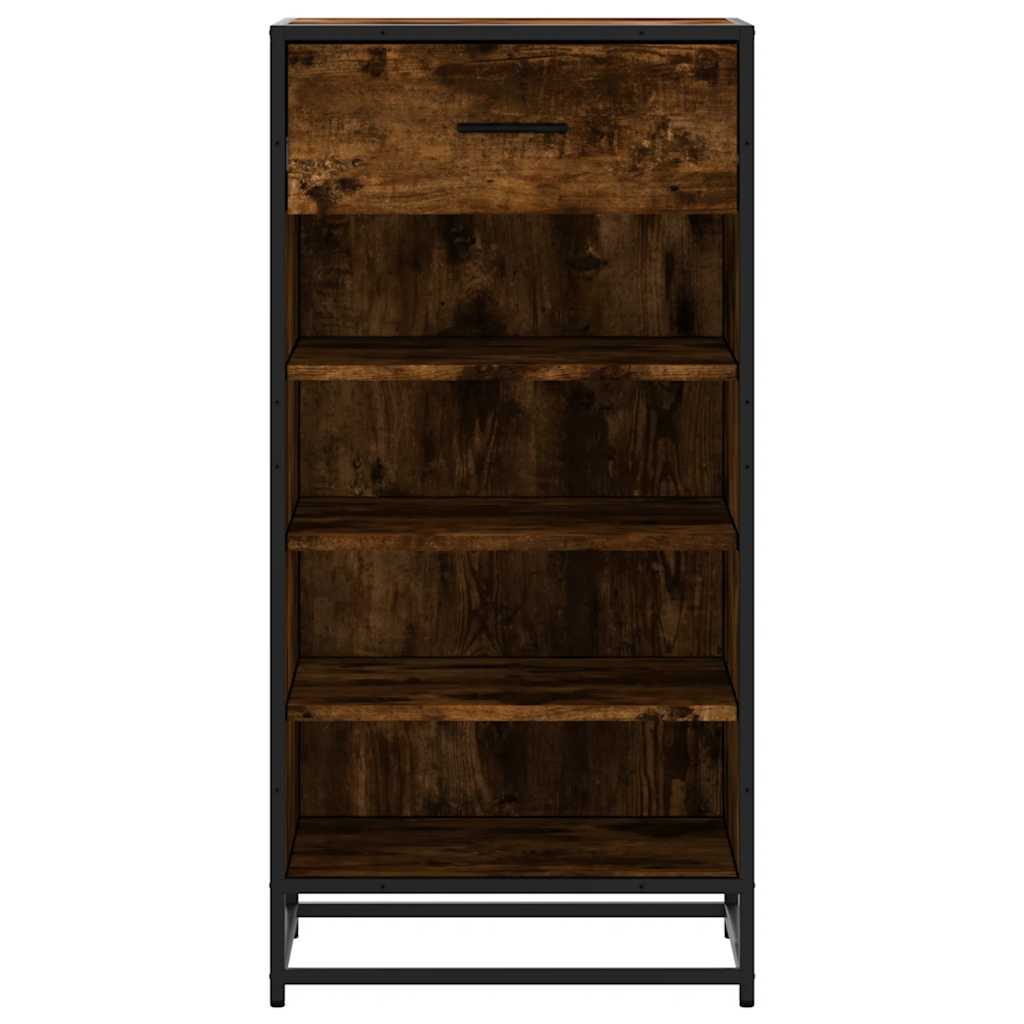 Étagère à chaussures chêne fumé 48x38x97,5 cm bois d'ingénierie - XIOS