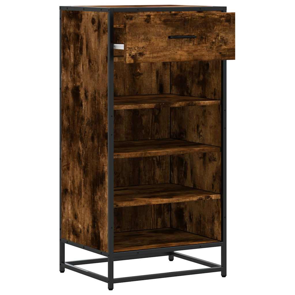 Étagère à chaussures chêne fumé 48x38x97,5 cm bois d'ingénierie - XIOS