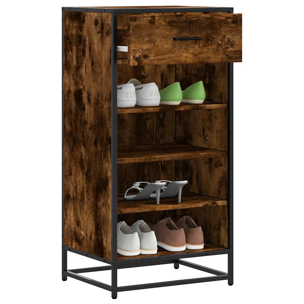 Étagère à chaussures chêne fumé 48x38x97,5 cm bois d'ingénierie - XIOS