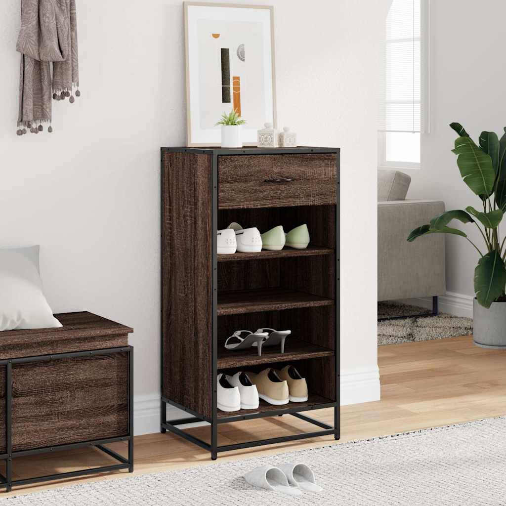 Étagère à chaussures chêne marron 48x38x97,5 cm bois ingénierie - XIOS