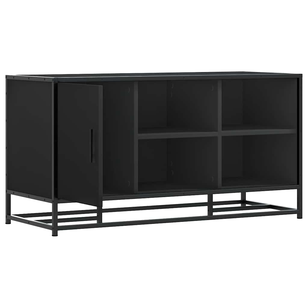 Banc à chaussures noir 100x40x53,5cm bois d'ingénierie et métal - XIOS