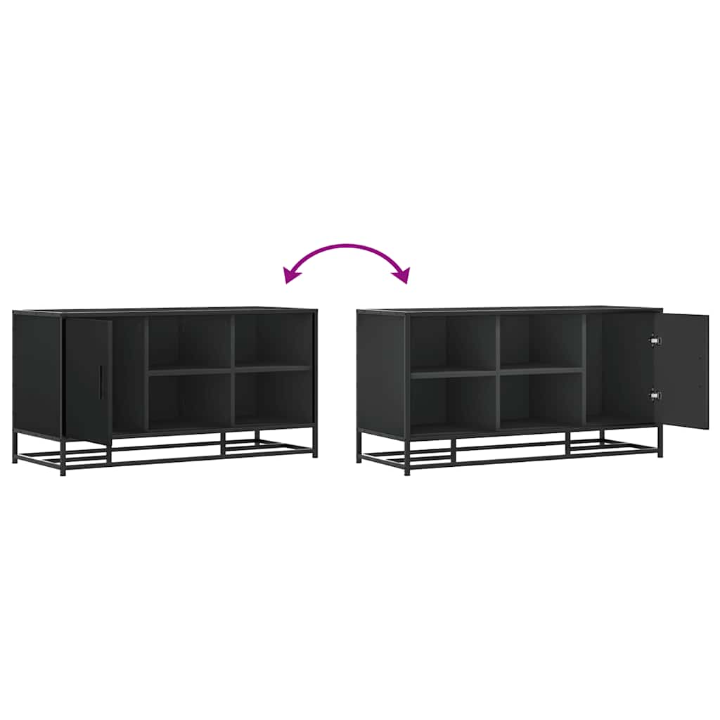 Banc à chaussures noir 100x40x53,5cm bois d'ingénierie et métal - XIOS
