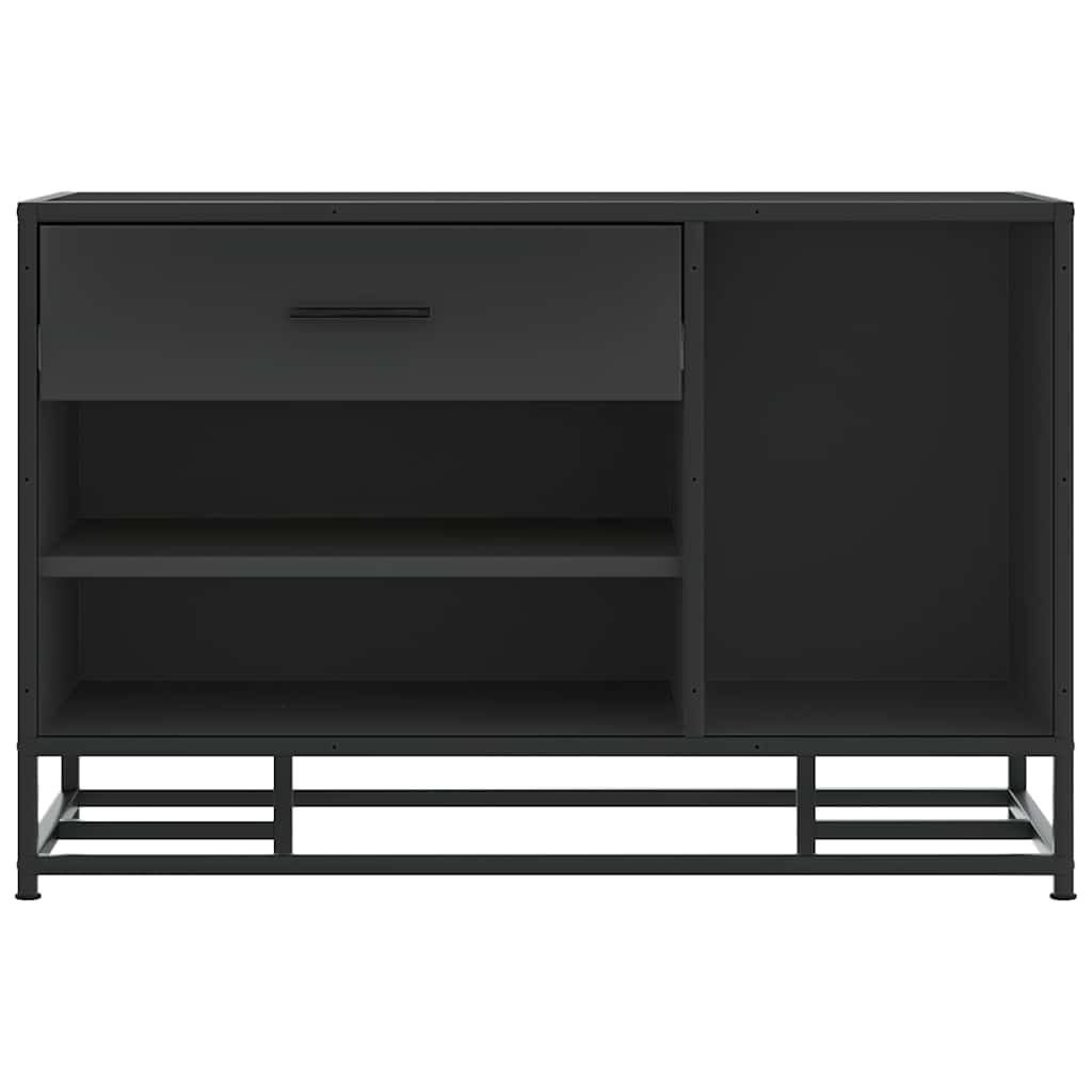 Banc à chaussures noir 80x40x53,5 cm bois d'ingénierie et métal - XIOS