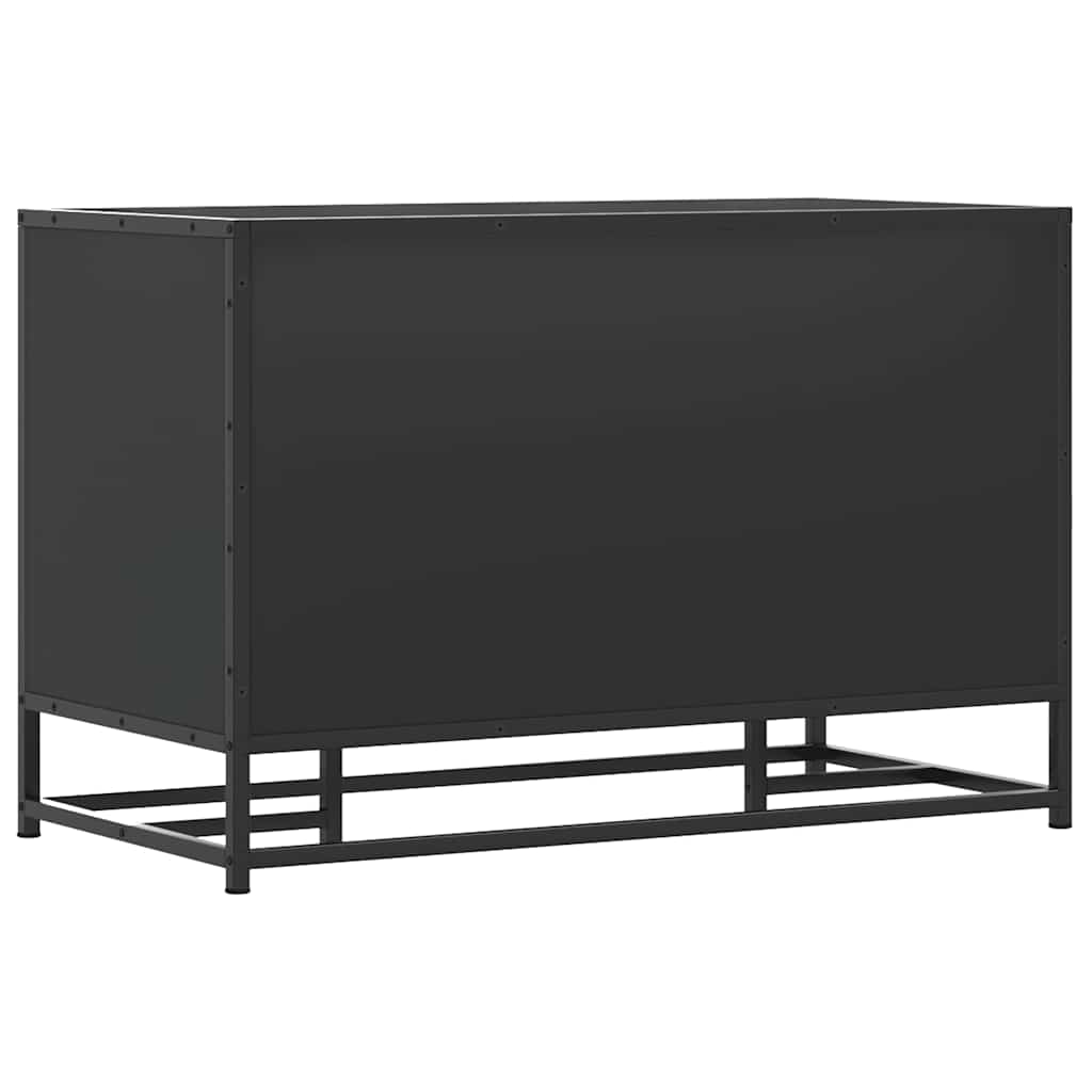 Banc à chaussures noir 80x40x53,5 cm bois d'ingénierie et métal - XIOS
