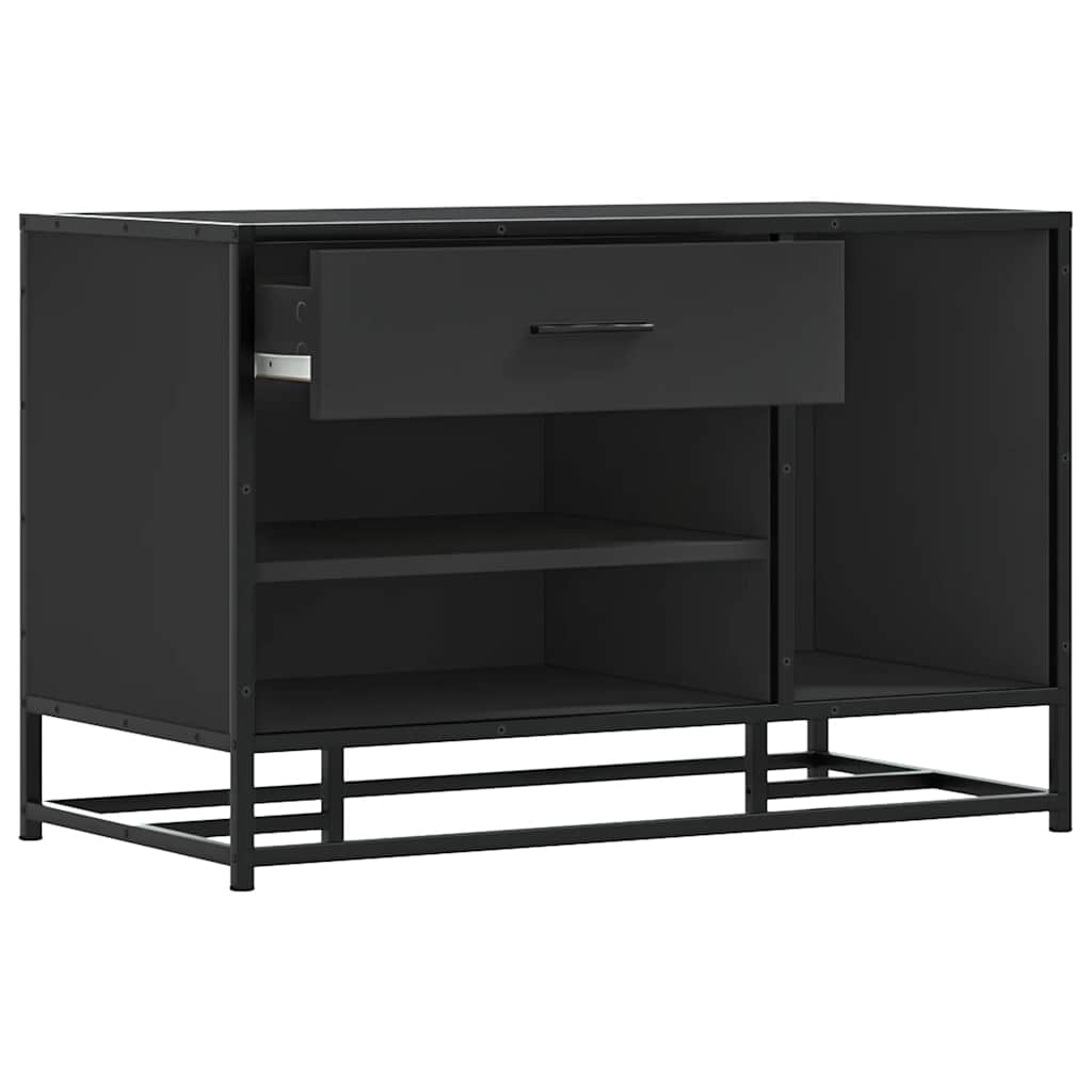 Banc à chaussures noir 80x40x53,5 cm bois d'ingénierie et métal - XIOS