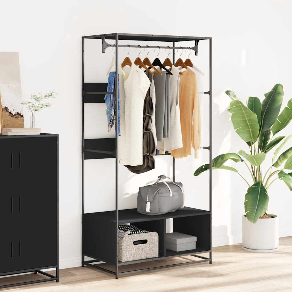 Armoire noir 90x50x180 cm bois d’ingénierie - XIOS