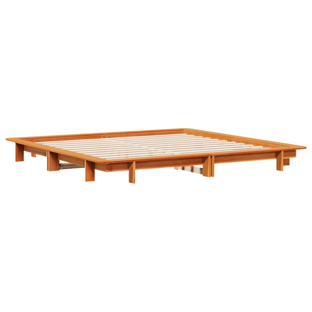 Cadre de lit sans matelas cire marron 160x200cm bois pin massif - XIOS
