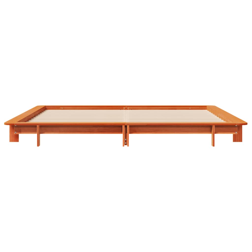 Cadre de lit sans matelas cire marron 160x200cm bois pin massif - XIOS