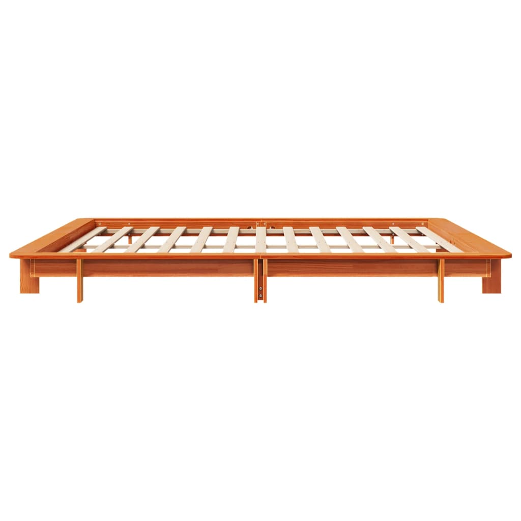 Cadre de lit sans matelas cire marron 160x200cm bois pin massif - XIOS