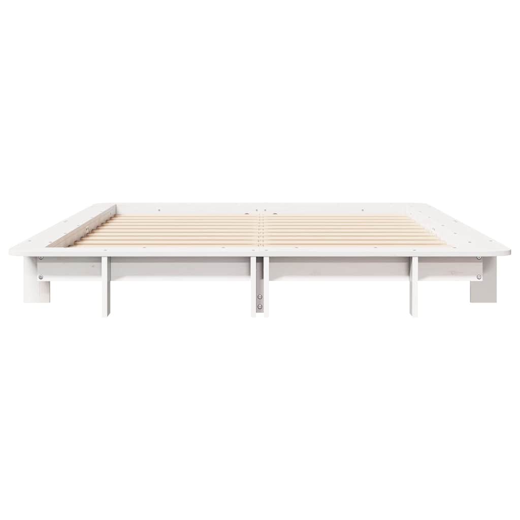 Cadre de lit sans matelas blanc 150x200 cm bois de pin massif - XIOS