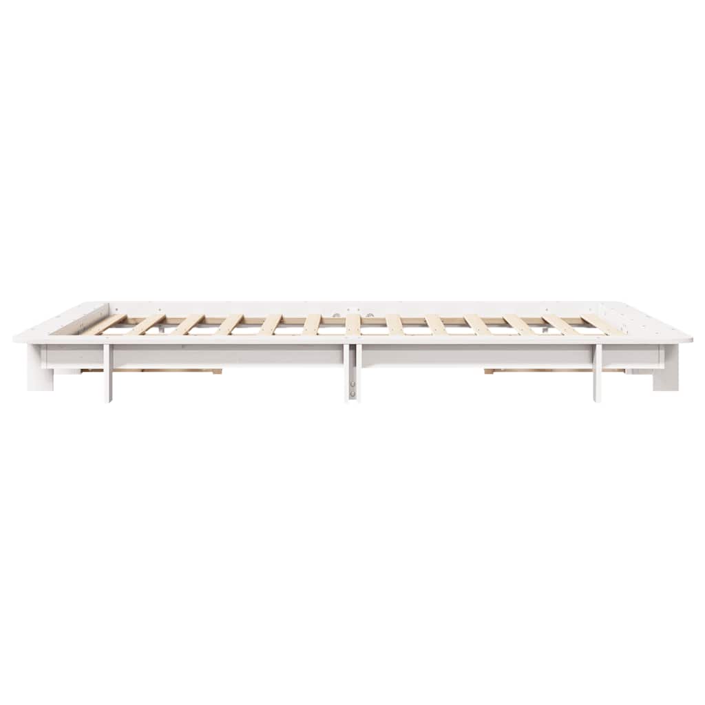 Cadre de lit sans matelas blanc 150x200 cm bois de pin massif - XIOS