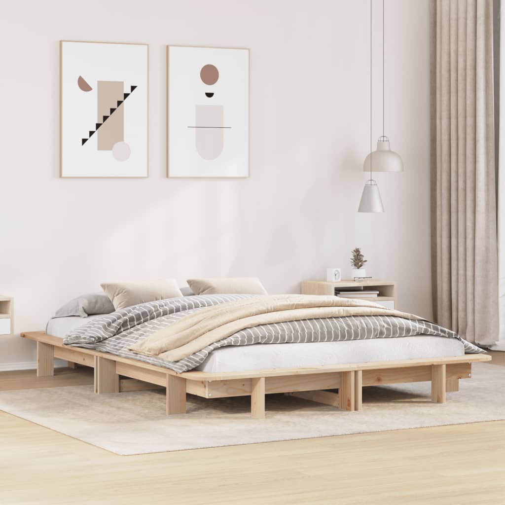 Cadre de lit sans matelas 120x200 cm bois de pin massif - XIOS