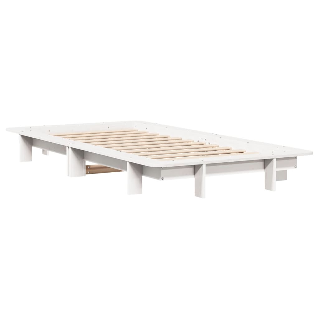 Cadre de lit sans matelas blanc 90x200 cm bois de pin massif - XIOS