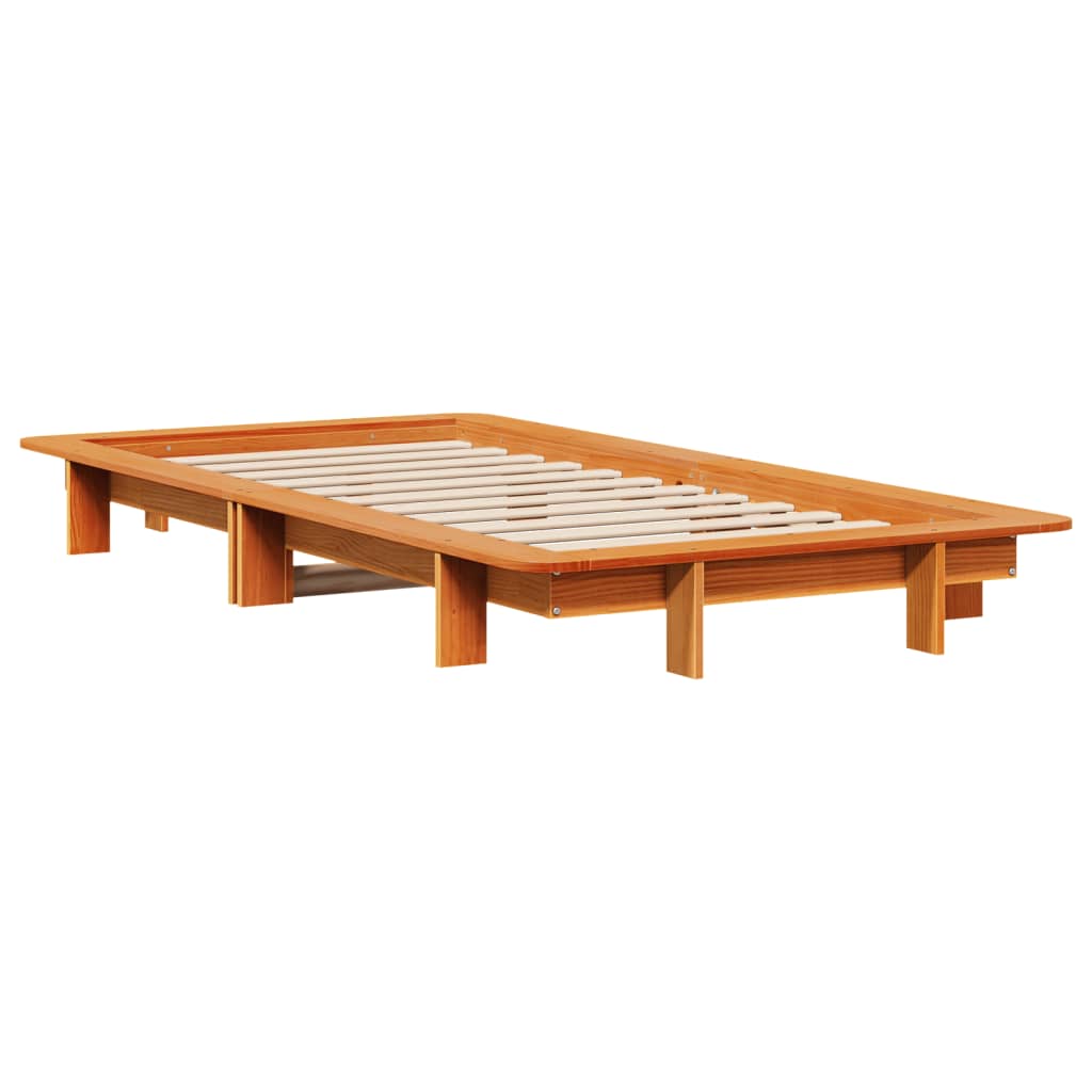 Cadre de lit sans matelas cire marron 90x200 cm bois pin massif - XIOS