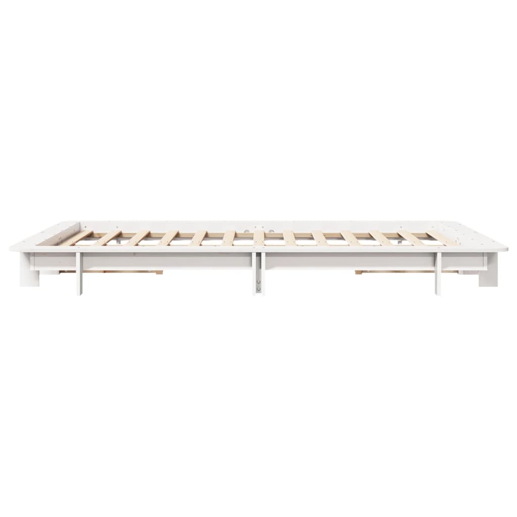 Cadre de lit sans matelas blanc 135x190 cm bois de pin massif - XIOS