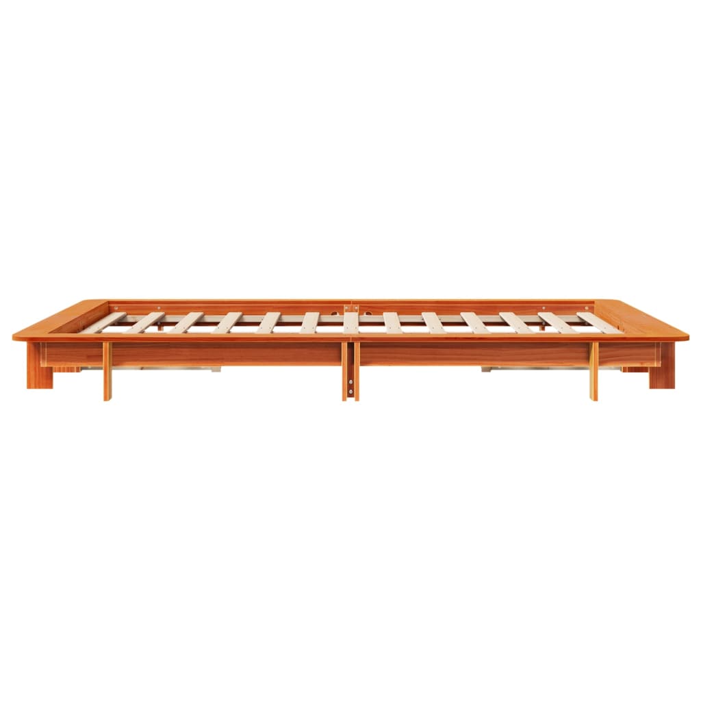 Cadre de lit sans matelas cire marron 135x190cm bois pin massif - XIOS