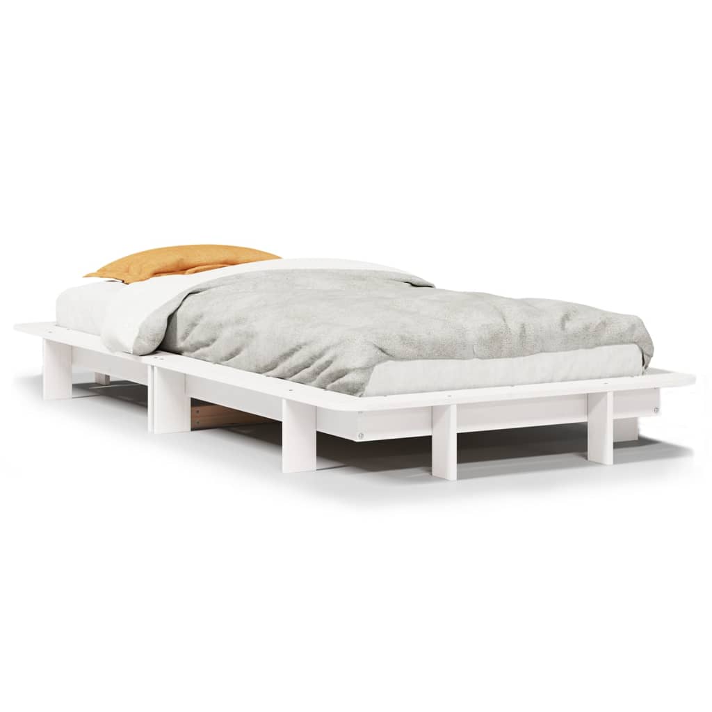 Cadre de lit sans matelas blanc 75x190 cm bois de pin massif - XIOS
