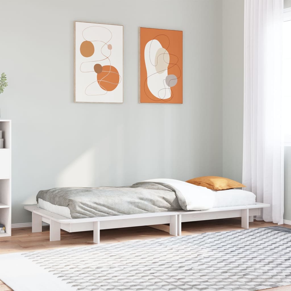 Cadre de lit sans matelas blanc 75x190 cm bois de pin massif - XIOS