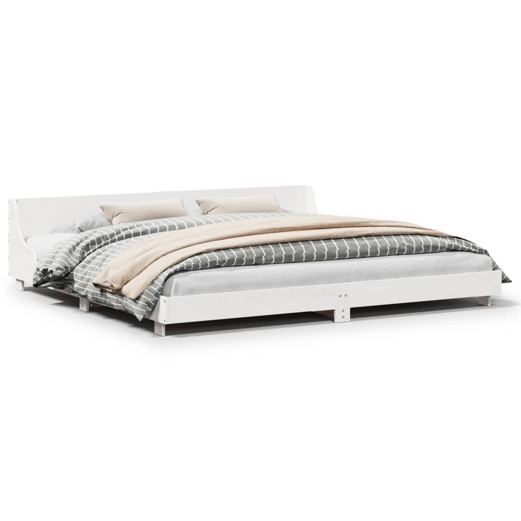 Cadre de lit sans matelas blanc 180x200 cm bois massif de pin - XIOS