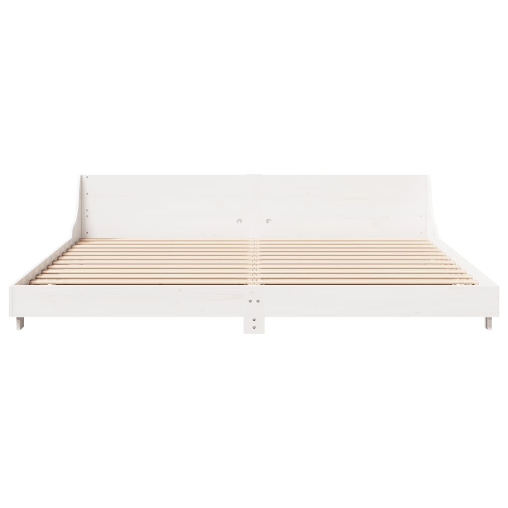 Cadre de lit sans matelas blanc 180x200 cm bois massif de pin - XIOS