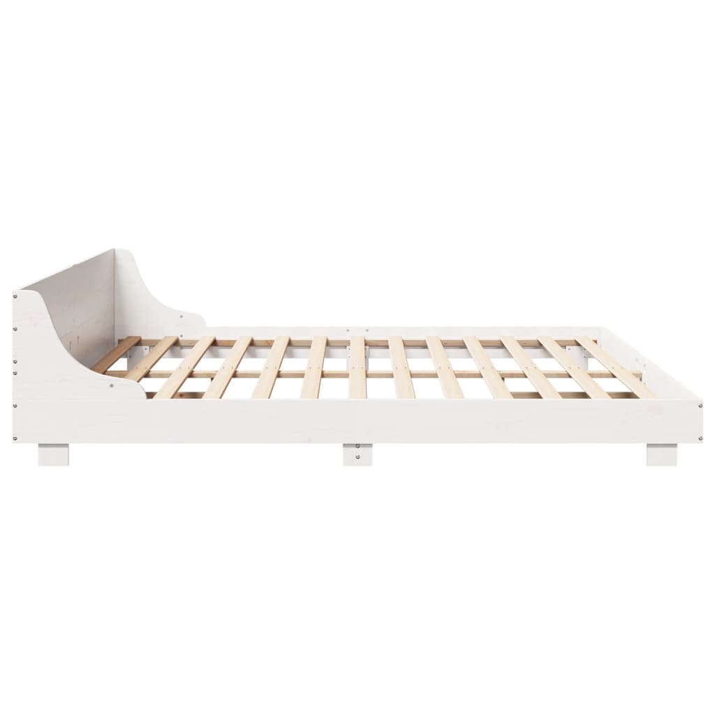 Cadre de lit sans matelas blanc 180x200 cm bois massif de pin - XIOS