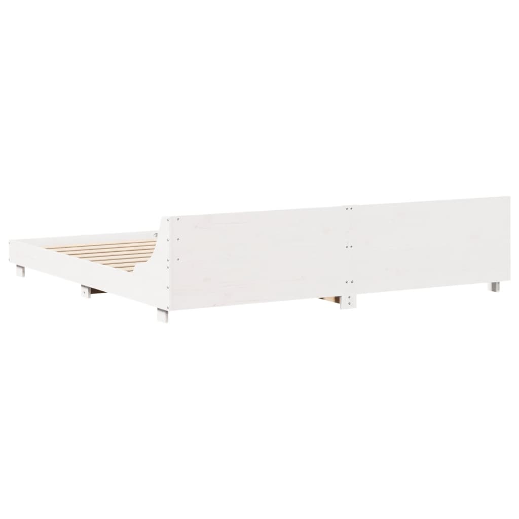 Cadre de lit sans matelas blanc 180x200 cm bois massif de pin - XIOS
