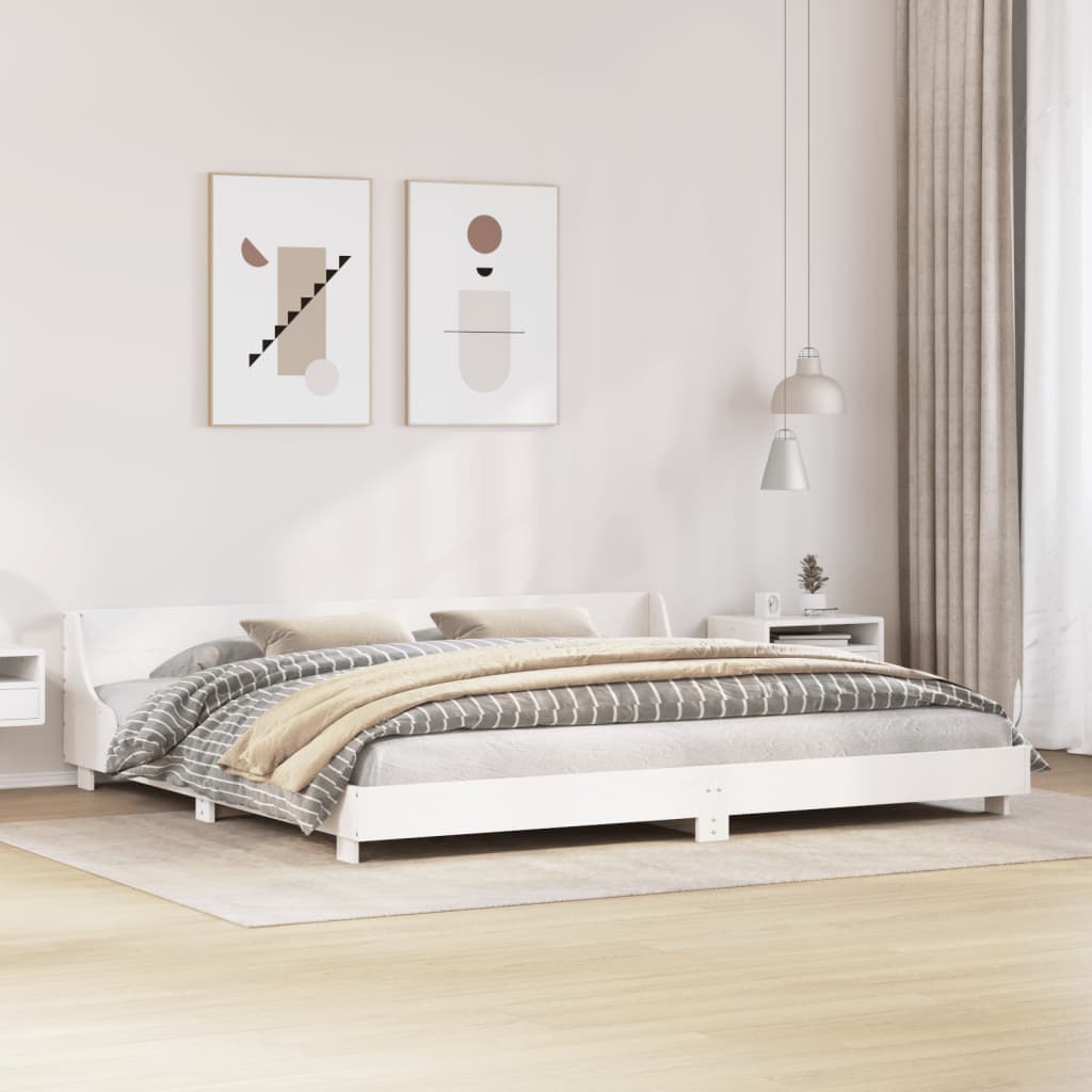 Cadre de lit sans matelas blanc 180x200 cm bois massif de pin - XIOS