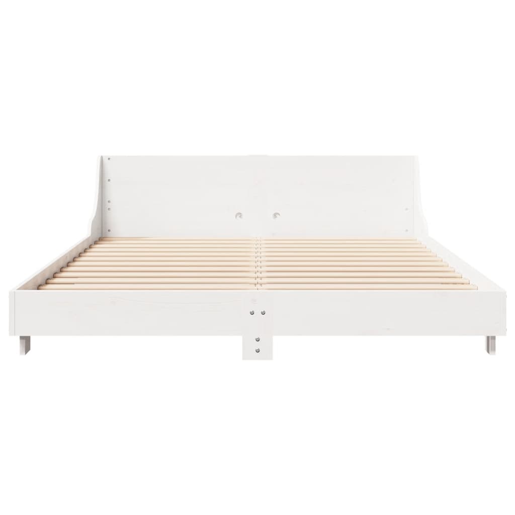 Cadre de lit sans matelas blanc 150x200 cm bois de pin massif - XIOS