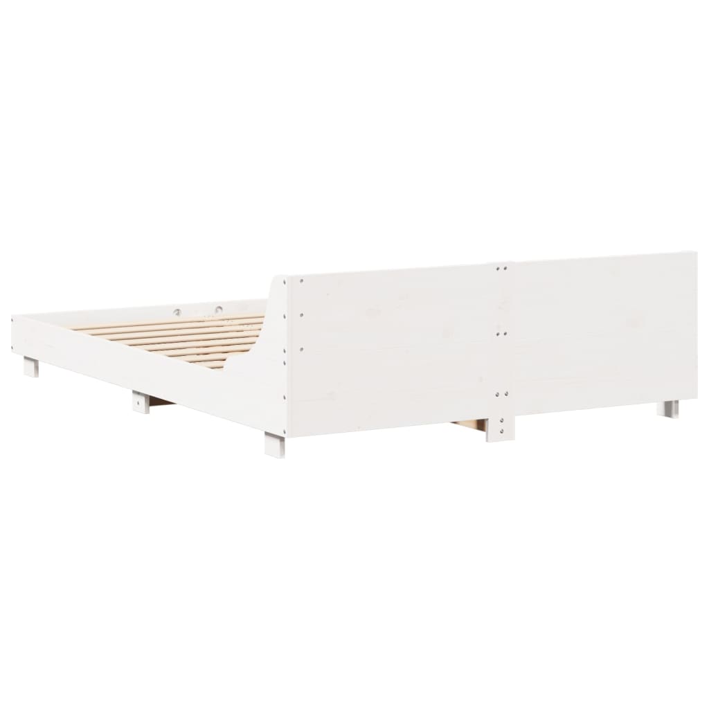 Cadre de lit sans matelas blanc 150x200 cm bois de pin massif - XIOS