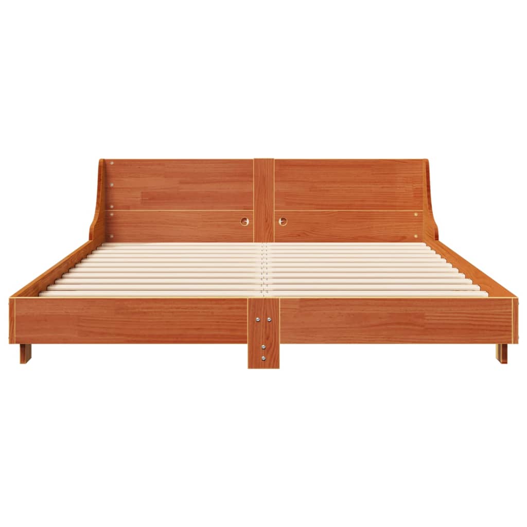 Cadre de lit sans matelas cire marron 140x200cm bois pin massif - XIOS