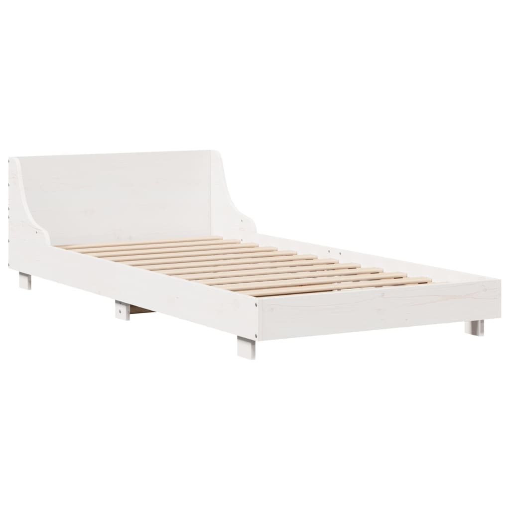 Cadre de lit sans matelas blanc 100x200 cm bois de pin massif - XIOS