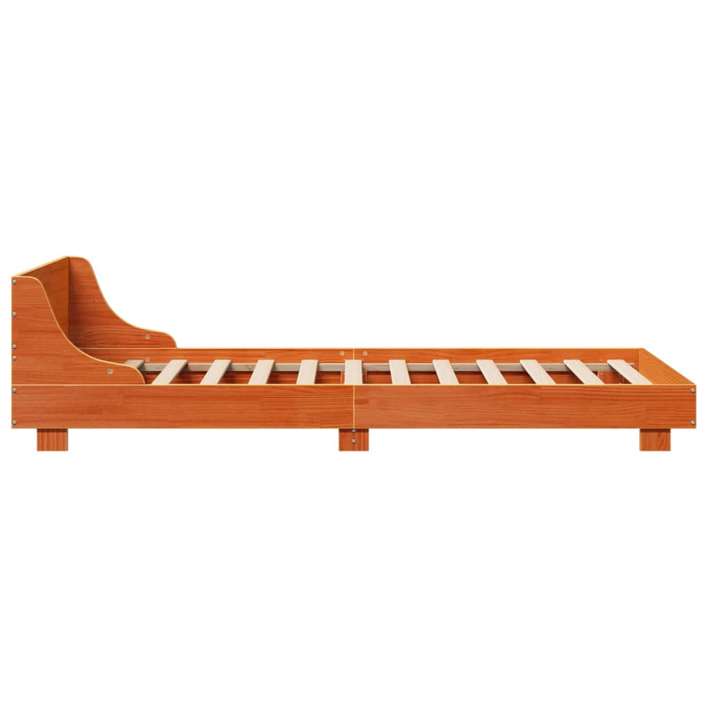 Cadre de lit sans matelas cire marron 100x200cm bois pin massif - XIOS