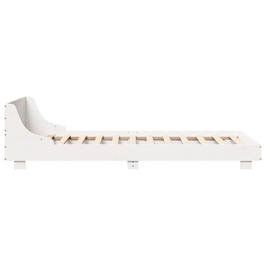 Cadre de lit sans matelas blanc 90x190 cm bois de pin massif - XIOS