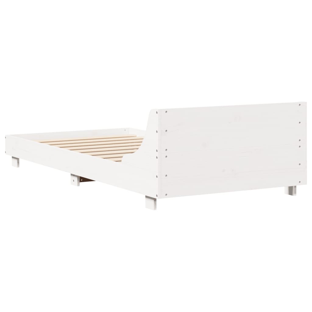 Cadre de lit sans matelas blanc 90x190 cm bois de pin massif - XIOS