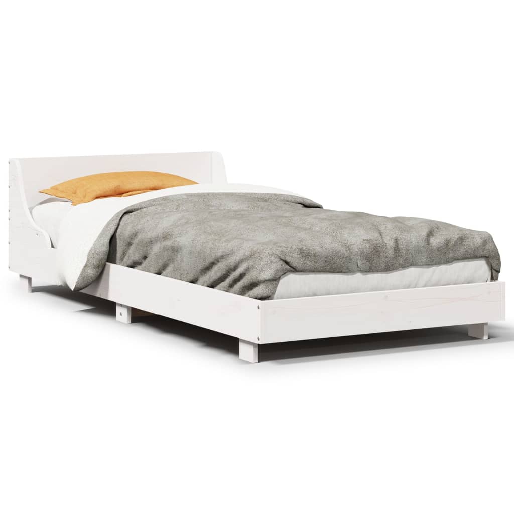 Cadre de lit sans matelas blanc 75x190 cm bois de pin massif - XIOS