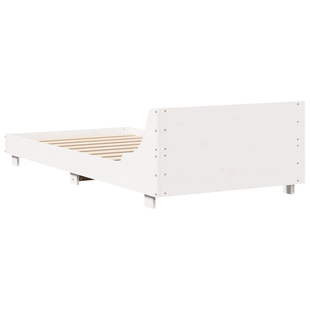 Cadre de lit sans matelas blanc 75x190 cm bois de pin massif - XIOS