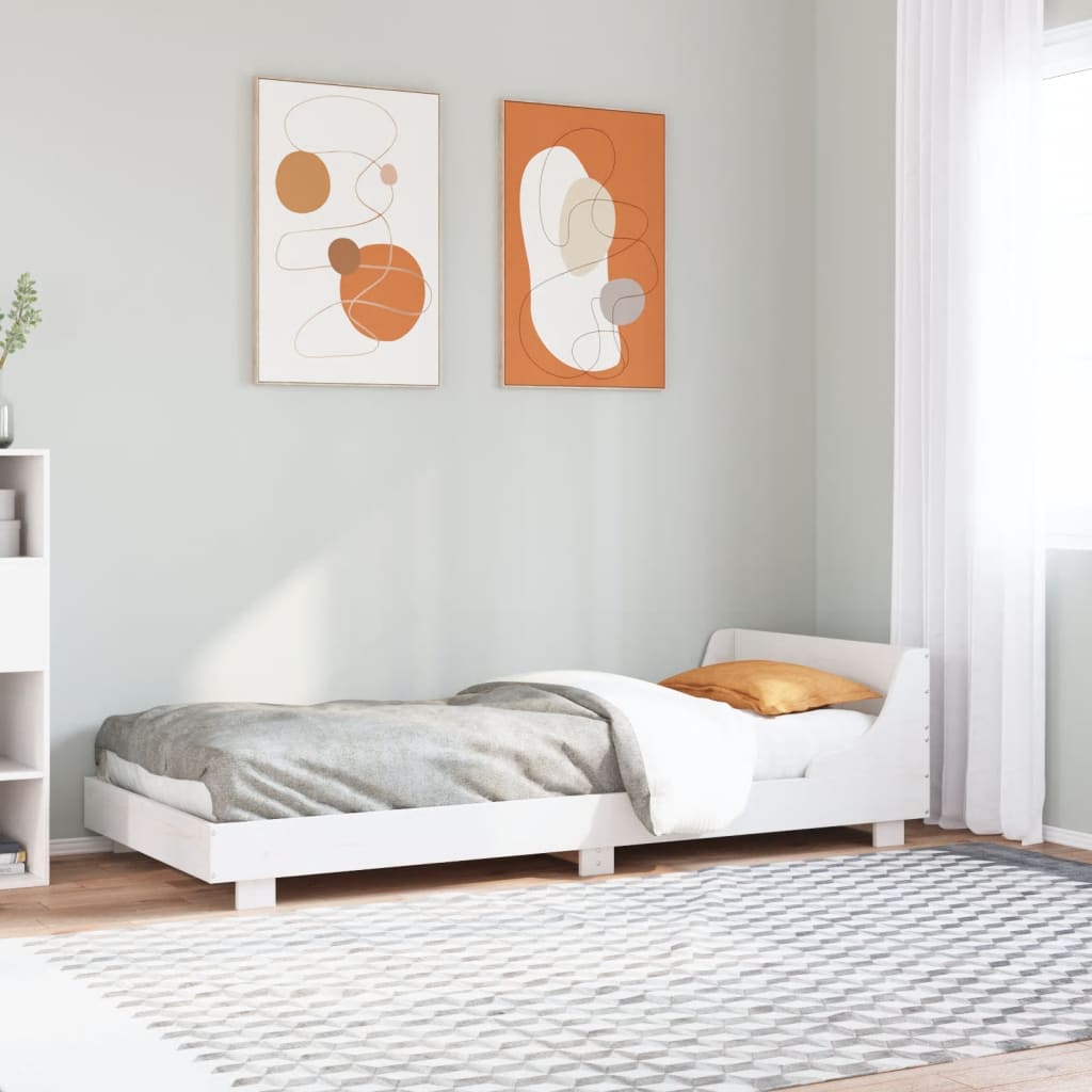 Cadre de lit sans matelas blanc 75x190 cm bois de pin massif - XIOS