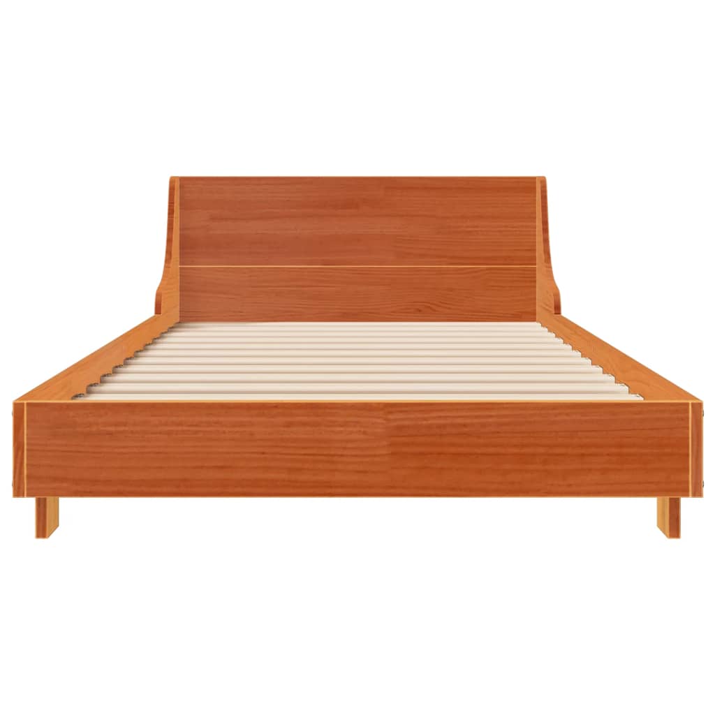 Cadre de lit sans matelas cire marron 75x190 cm bois pin massif - XIOS